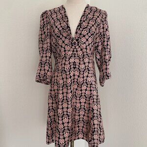 NWT Sandro Hortense Floral Print Silk-Twill Mini Dress - 40